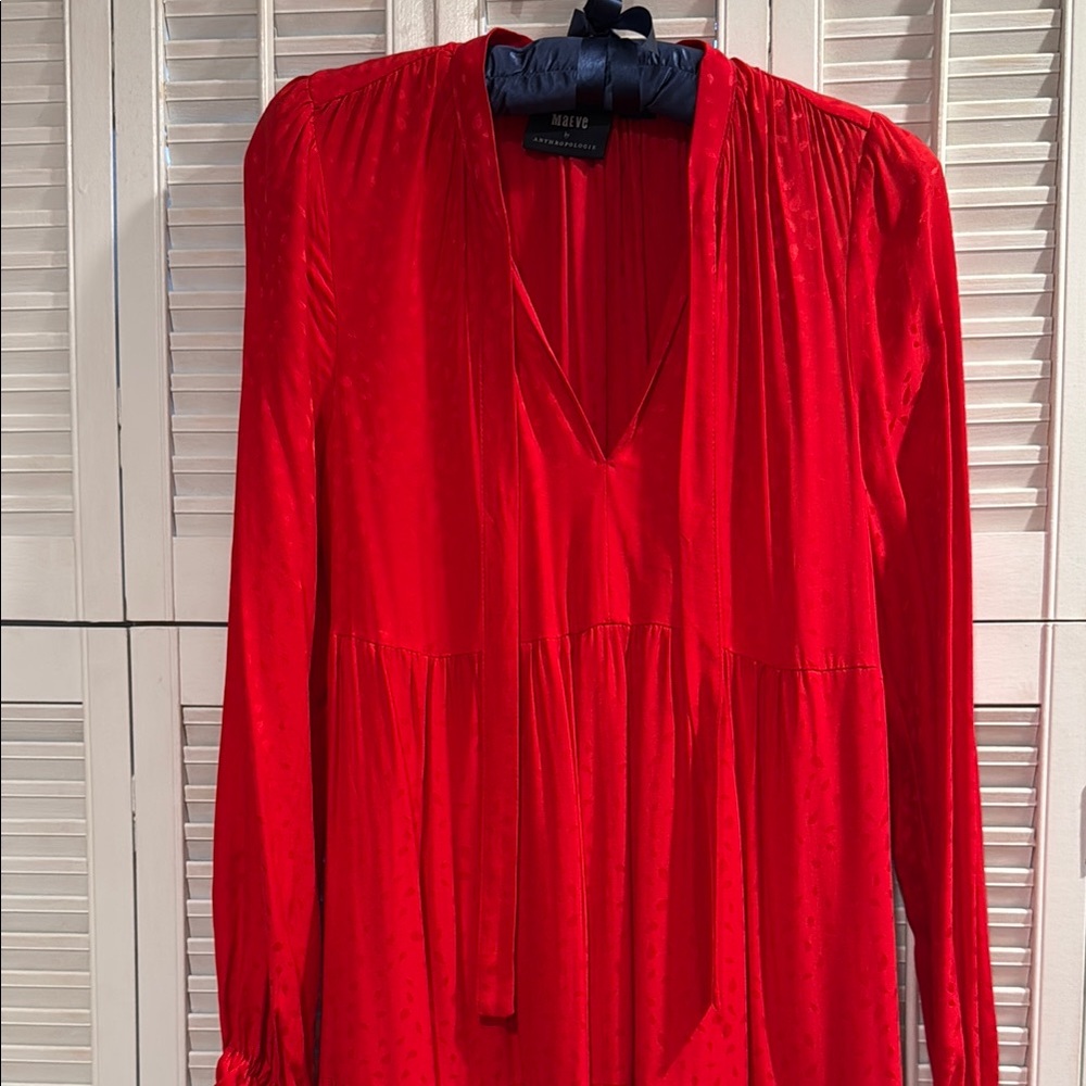Maeve by Anthropologie Red V-Neck maxi dress XS